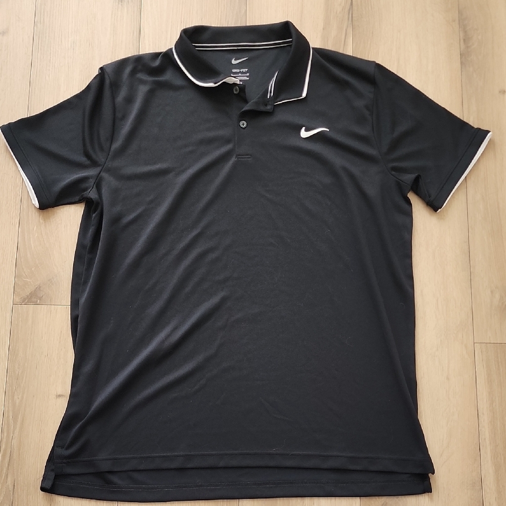 NWOT Nike Black Performance Polo Shirt with White Accents